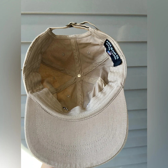 Vintage 90s Polo Jeans Ralph Lauren Company Tan Adjustable Hat Cap - Picture 7 of 9